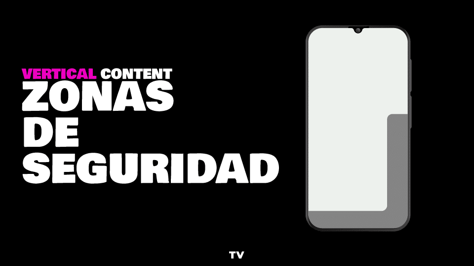 Esquema de zonas de seguridad y márgenes en vídeo vertical para evitar que los elementos de la interfaz de Instagram y TikTok tapen el contenido.